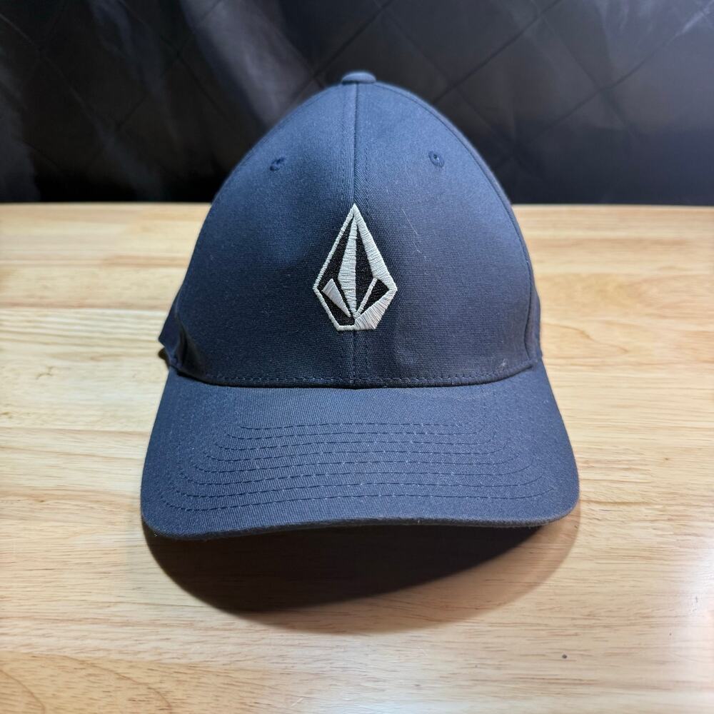 Volcom Fitted Hat Blue Size S/M Flexfit Embroidered Vented Holes 6 Panel